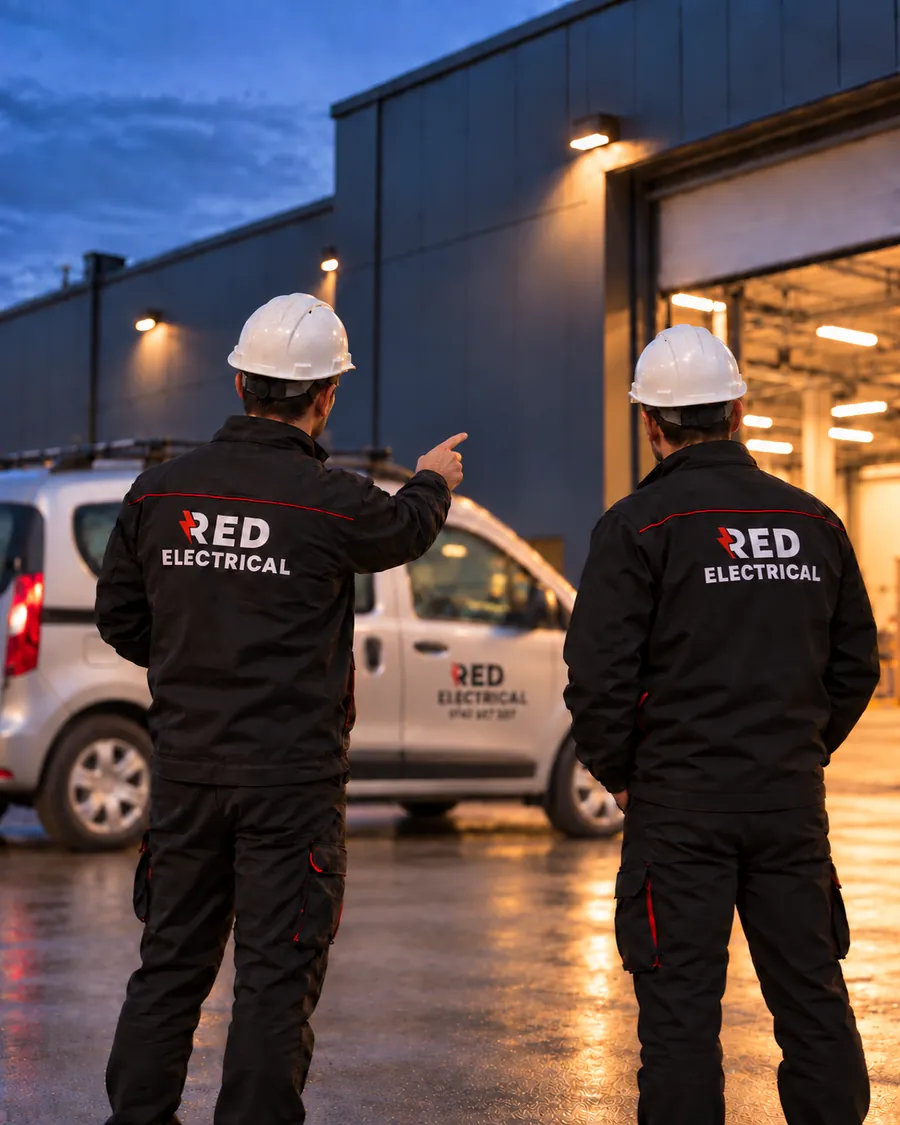 Echipa Red Electrical la o hală industrială